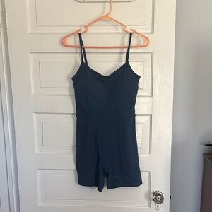 Qinsen Blue Spaghetti Strap Romper